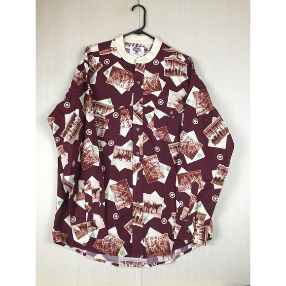 WRANGLER TEXAS RANGER Men's Multi-Colored Graphic Long Sleeve Western Shirt L/G - Picture 1 of 12